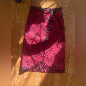 Red and black vintage floral wrap skirt